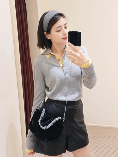 MAX&Co.棉羊絨混紡長袖polo針織衫5