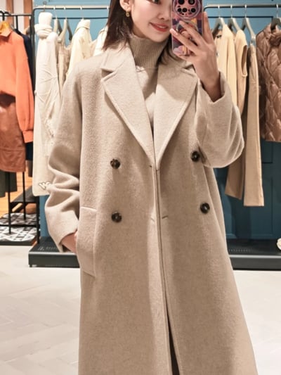 WEEKEND羊毛羊駝毛雙排扣大衣8