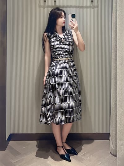 S MaxMara真絲領口繫帶洋裝3