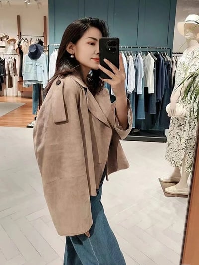 WEEKEND小羊皮絨面革短皮衣3