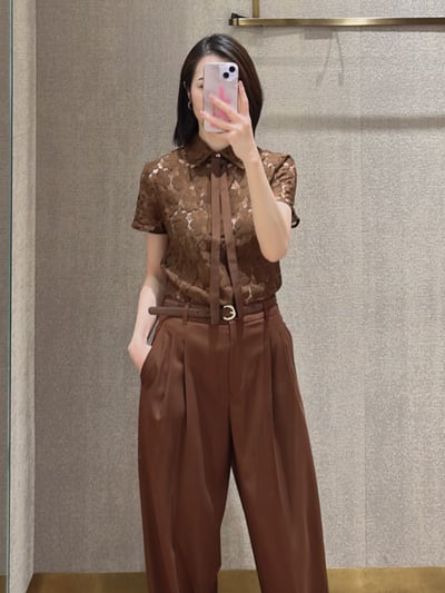 MaxMara Studio幾何花卉蕾絲Polo衫5