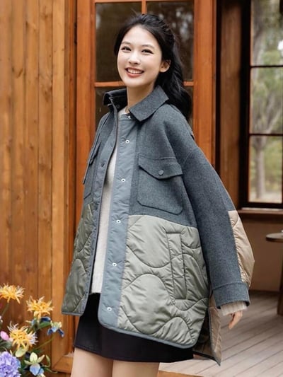 WEEKEND雙層羊毛拼接短大衣2