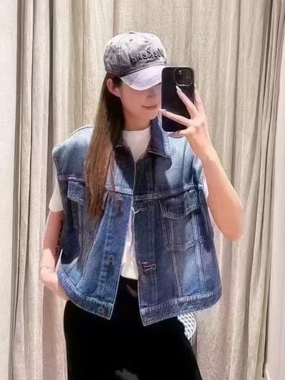 Weekend寬版牛仔短背心2