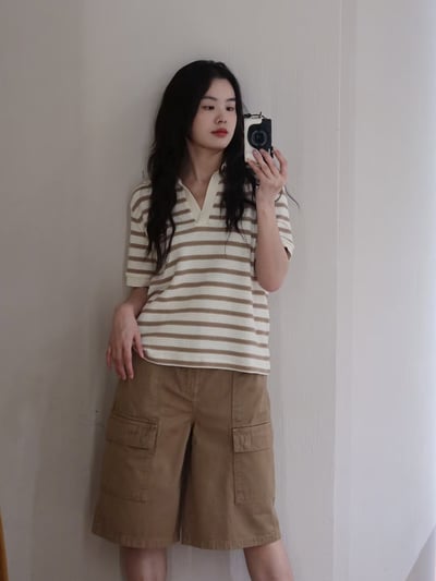 MAX&Co.立體條紋針織Polo衫3