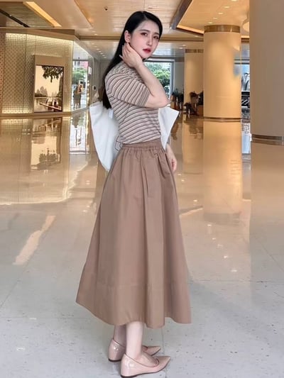 MARELLA防水棉鬆緊腰A字長裙3