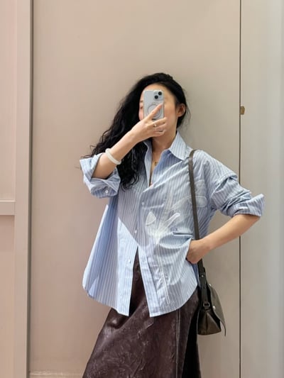 MAX&Co.刺繡貼片寬版襯衫2