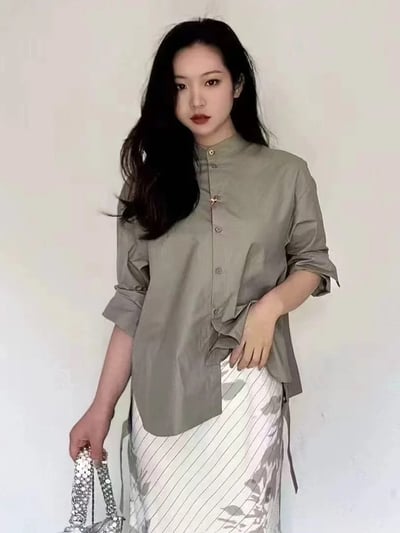 MAX&Co.立領後背褶皺寬版襯衫2