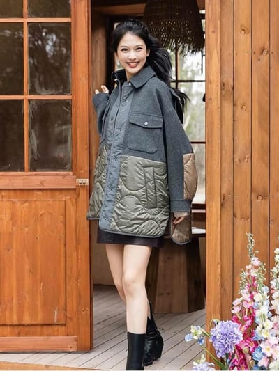 WEEKEND雙層羊毛拼接短大衣3