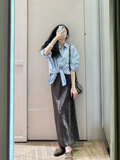 MAX&Co.刺繡貼片寬版襯衫7