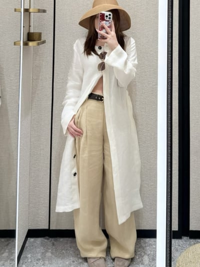 MaxMara Studio亞麻捲袖開襟洋裝4