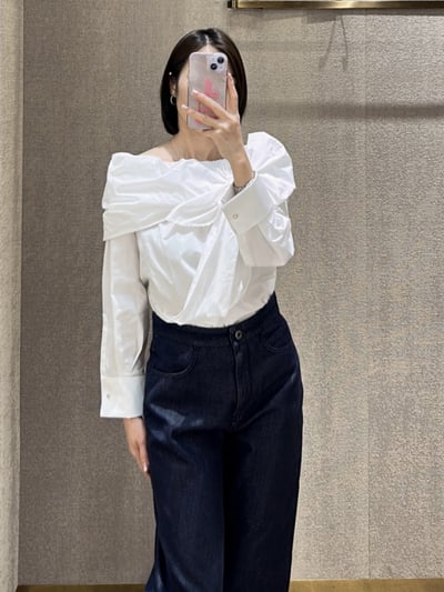 MaxMara不對稱領披肩襯衫2