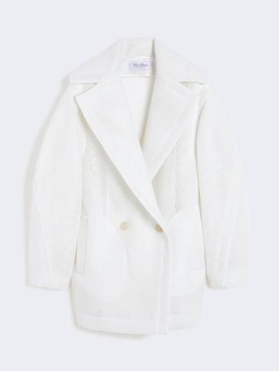 MaxMara寬翻領網眼雙排扣短大衣1