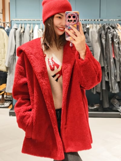 WEEKEND羊毛混紡泰迪熊連帽外套2