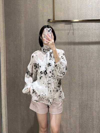 MaxMara Studio真絲雪紡印花襯衫4