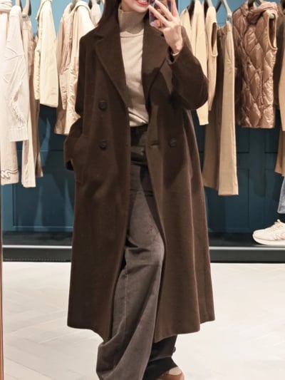 WEEKEND羊毛羊駝毛雙排扣大衣5