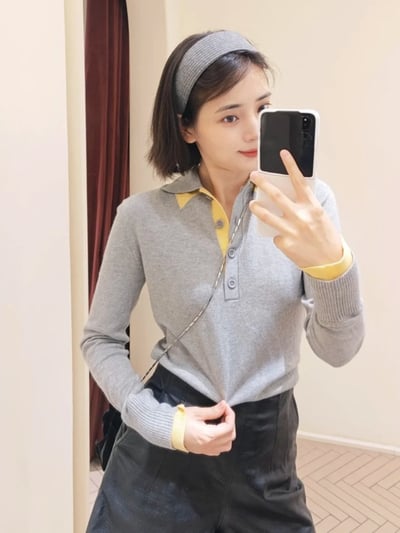 MAX&Co.棉羊絨混紡長袖polo針織衫6