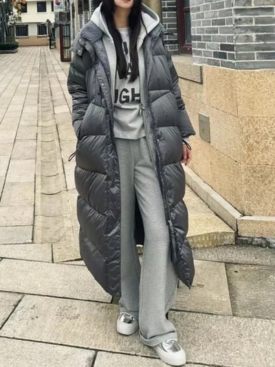 MAX&Co.蛋形可拆帽長款防水羽絨服2