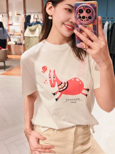 WEEKEND純棉印花刺繡短T2