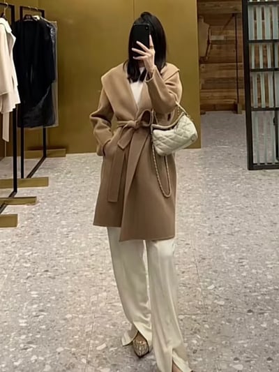 S MaxMara經典款羊毛寬披肩領大衣2