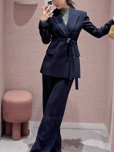 MARELLA縐紗繫帶西裝外套2