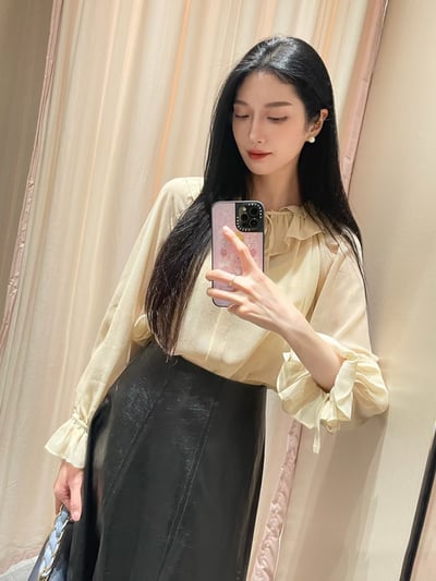 MARELLA真絲荷葉邊領襯衫3