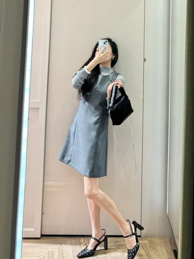 MAX&Co.羊毛混紡水鑽裝飾修身洋裝3