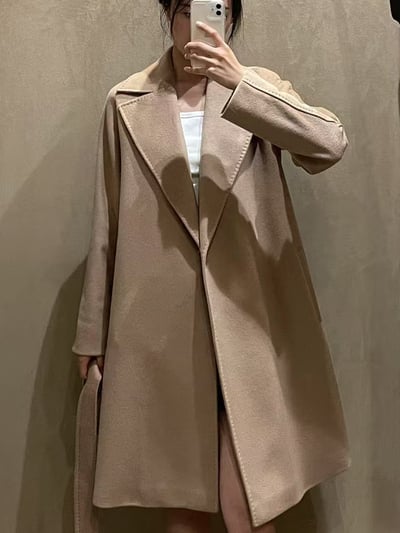 MaxMara Studio羊毛腰帶裹身大衣6