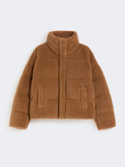 WEEKEND羊毛混紡泰迪熊短版羽絨外套1