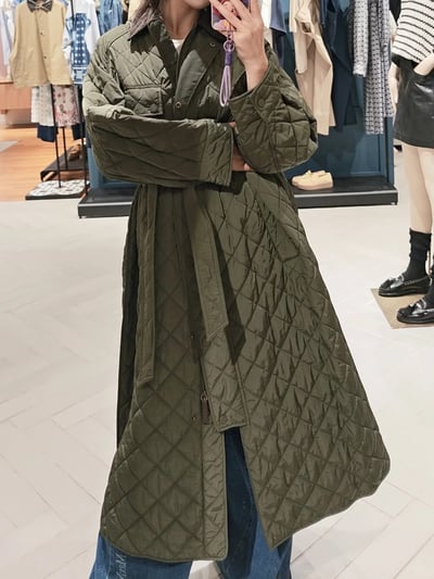 WEEKEND駝絨填充菱形壓紋防水大衣3