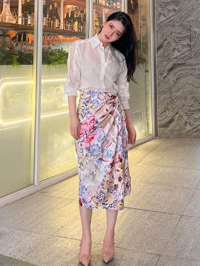 MARELLA棉絲混紡蕾絲長袖襯衫3