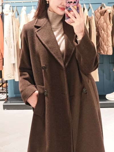 WEEKEND羊毛羊駝毛雙排扣大衣6