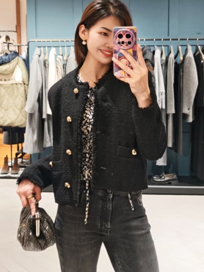 WEEKEND羊毛混紡毛呢圓領外套4