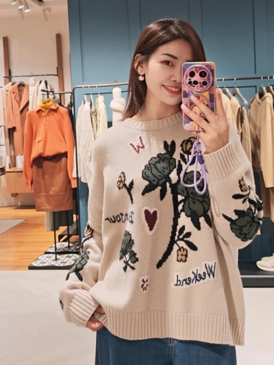 WEEKEND羊毛嵌花寬鬆毛衣5