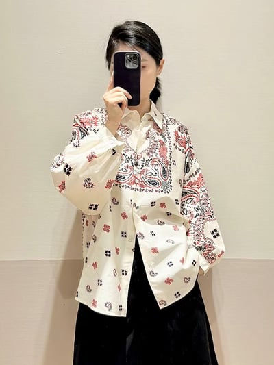 WEEKEND印花泡泡長袖襯衫2