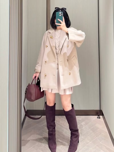 MaxMarar經典款羊毛羊絨混紡短版101801大衣2