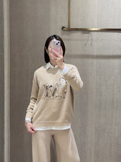 MaxMara羊毛羊絨混紡水鑽刺繡毛衣8