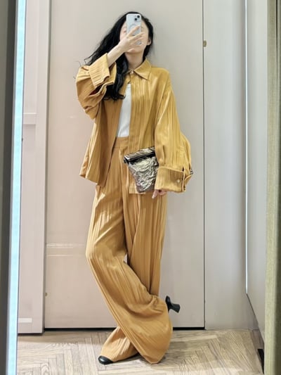 MAX&Co.緞面褶皺長褲4