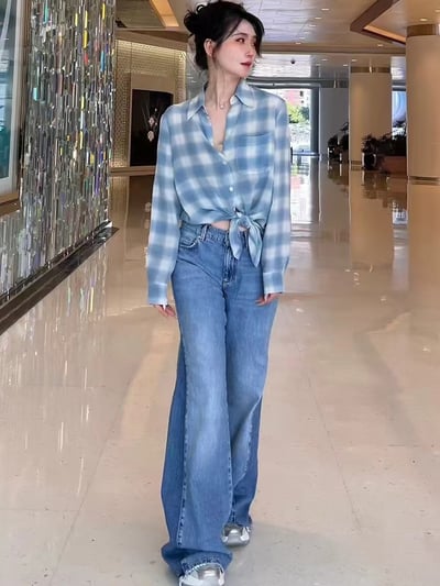 MARELLA真絲格紋襯衫2