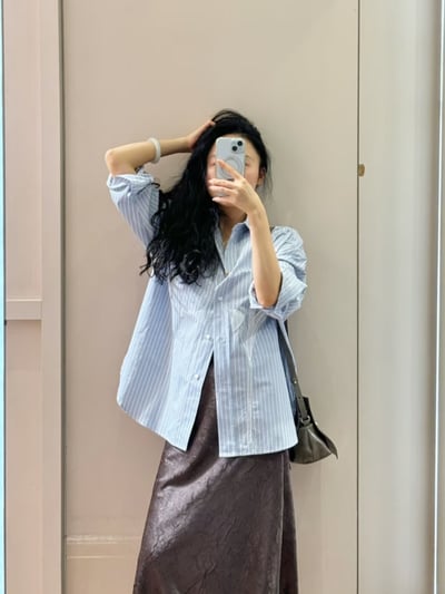 MAX&Co.刺繡貼片寬版襯衫6