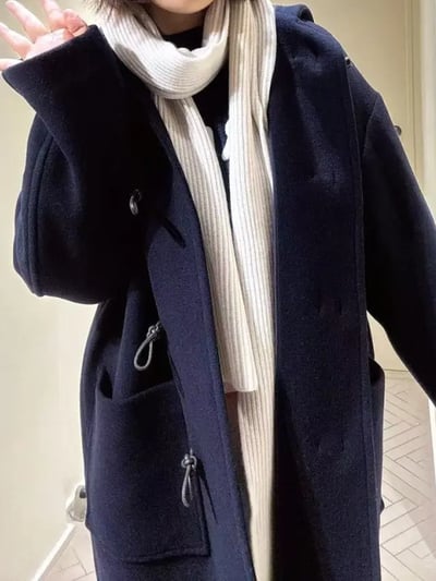 MAX&Co.羊毛混紡牛角扣粗呢大衣3