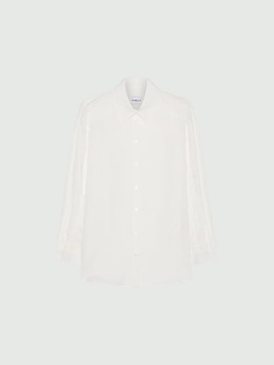 MARELLA棉絲混紡蕾絲長袖襯衫1