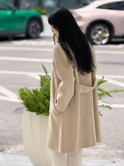 WEEKEND羊毛襯衫領單排扣大衣3