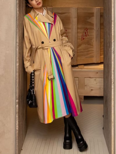 WEEKEND彩虹條紋防水風衣2