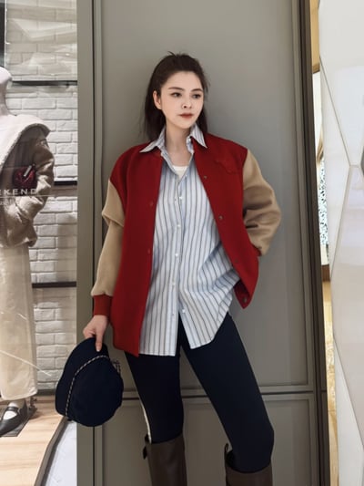 WEEKEND羊毛撞色棒球外套2