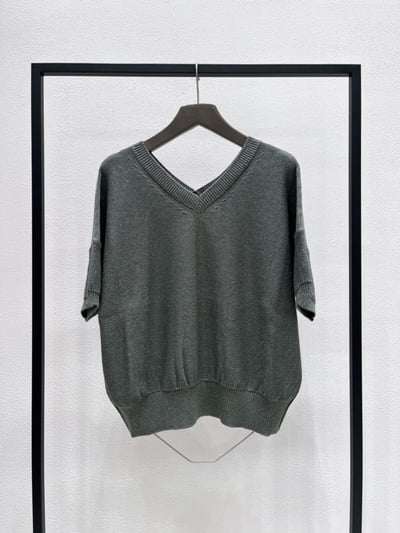 MARELLA金銀絲V領五分袖毛衣3