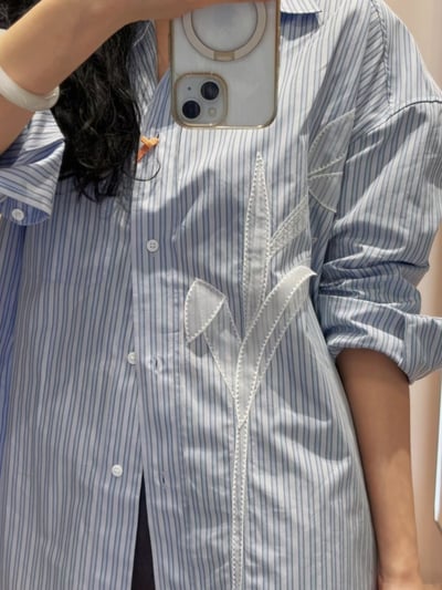 MAX&Co.刺繡貼片寬版襯衫8