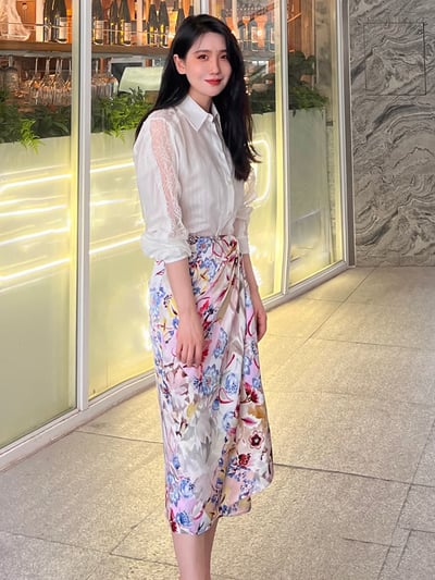 MARELLA棉絲混紡蕾絲長袖襯衫4