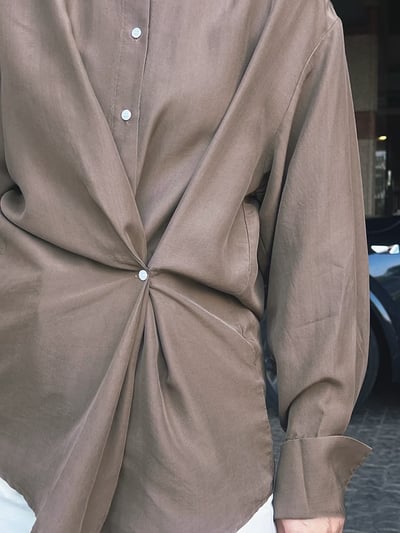 MAX&Co.真絲不對稱褶飾襯衫6