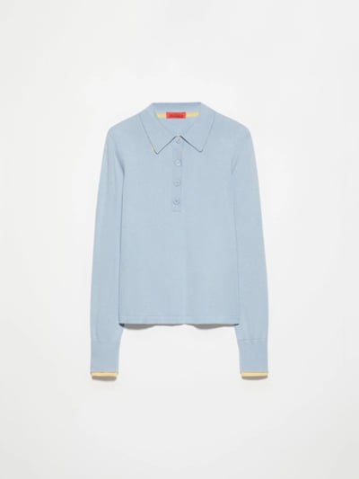 MAX&Co.棉羊絨混紡長袖polo針織衫1