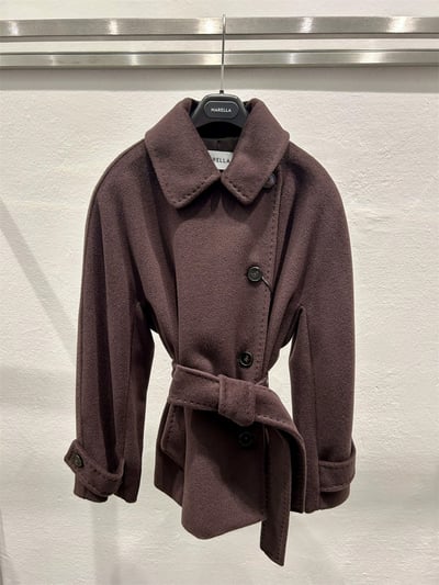 MARELLA羊毛和服袖腰帶短大衣4